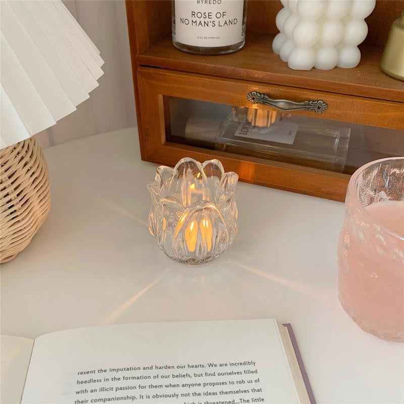 Glass Tulip Candle Holder